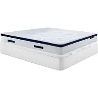 Vente-unique Bedset 180 x 200 cm - Witte bedbodem met opbergruimte + hybride matras met pocketveren - MARQUIS van PALACIO