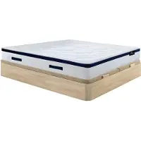 Vente-unique Bedset 180 x 200 cm - Bedbodem met lichte houtkleur en opbergruimte + hybride matras met pocketveren - MARQUIS van PALACIO