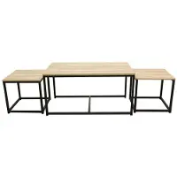 Home Deco Factory The - Seattle bijzettafels van hout en metaal (set van 3)