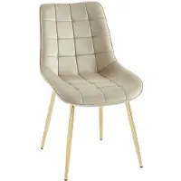 Vente-unique Set van 6 gewatteerde stoelen van fluweel en goudkleurig metaal - Beige - OLLUA
