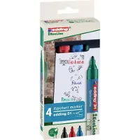 Edding 31 Flipovermarker Medium Ronde punt 1,5 - 3 mm Kleurenassortiment Navulbaar Waterbestendig 4 Stuks