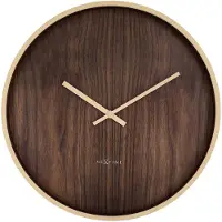 Nextime Wandklok, 50 cm, stille werking, Japandi-stijl, donkerbruin/lichtbruin, minimalistisch design