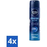 Nivea MEN - Deodorant Spray - Fresh Active - 150 ml - Voordeelverpakking - 4 stuks