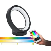 Eglo connect LED-tafellamp Marghera-C, tafellamp met één lamp, nachtlamp van staal en kunststof in zwart of wit, met instelbare kleurtemperatuur (warm, neutraal, koud), RGB-functionaliteit, dimbaar