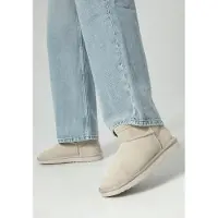 WITTCHEN Dames suède enkellaarsjes met wol, lichtbeige