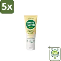 Happy Earth 5 x – Nourishing Cream – 100% Natuurlijk Baby & Kids – 75 ml - Grootverpakking - Natuurlijke Crème - Gevoelige Huid - Baby Crème - Droge Huid - Sheaboter