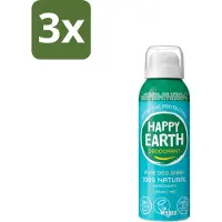 Happy Earth – Deodorant Natural Air Spray – 100% Natuurlijk Cedar Lime – 100 ml - Bulkverpakking - 3 stuks