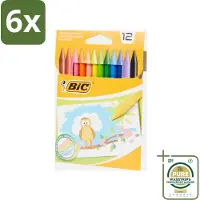 BIC - Waskrijt - Diverse Kleuren - 12 Krijtjes - Voordeelverpakking - 6 stuks - Tekenkrijt - Creatief materiaal