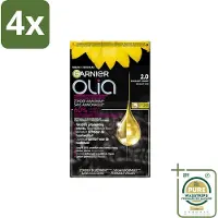 Garnier - Olia 2 - Haarkleuring - Diamant Zwart - Zonder Ammoniak - 60% Olie - Permanente Kleur - Voordeelverpakking - 4 stuks - Haarkleur zonder ammoniak - Haarkleur met olie