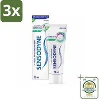 Sensodyne 3 x - Tandpasta - Complete Protection + Fresh Breath - Frisse Adem - 75 ml - Grootverpakking - Gevoelige Tanden - Frisse Adem - Tandpasta - Mondverzorging - Gevoelige Tanden Beschermen