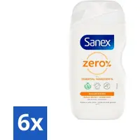 Sanex Zero% - Douchegel - Verzorgend - Natuurlijke Ingrediënten - Droge Huid - 400 ml - Voordeelverpakking - 6 stuks