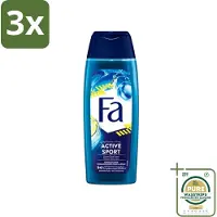 Fa 3 x Men - Douchegel - Active Sport - Verfrissend - Green Citrus - 250 ml - Grootverpakking - Deodorant Spray - Sport Deodorant - 48 Uur Bescherming - Verfrissend - Geurveroorzakende Bacteriën