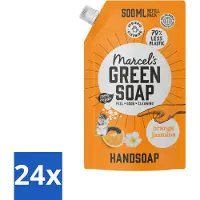 Marcel's Green Soap Marcel’s Green Soap – Handzeep Navulling – Sinaasappel & Jasmijn – 500 ml - Voordeelverpakking - 24 stuks