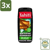 Tahiti 3 x - Douchegel - Verkwikkend Bio Hout - 100% Vegan - 300 ml - Grootverpakking - Douchegel - Houtgeur - Verkwikkend - Huid Verzorgen - Huid Verzachten