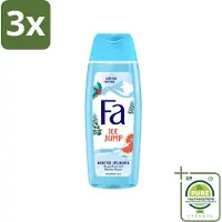 Fa 3 x - Douchegel - Winter Splashes Ice Jump - Frisse Geur & Verfrissing - Verzorgend - 250 ml - Grootverpakking - Douchegel - Zeebries - Grapefruit - Winter - Verfrissend