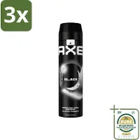 Axe 3 x XL - Deodorant Bodyspray - 48hrs Fresh - Black - Frozen Pear & Cedarwood - 200 ml - Grootverpakking - Deodorant - Lichaamsgeur - Frisheid - Bevroren Peer - Cederhout
