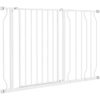 PawHut tweezijdig - openend klemsysteemhekje - staal - 115x76 cm - wit