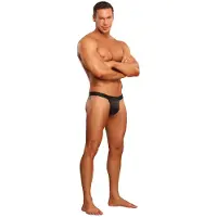 Male Power Micro G-String with Red Cockring - L/XL - Black