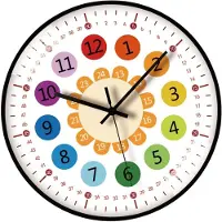 LONGZIMING -Kleine wandklok – Educatieve Kinderwandklok 12 inch – Stille Cartoon Wandklok met Duidelijke Cijfers – Leerzaam Tijd Leren – kleurrijke kinderklok– voor Kinderkamer en Klaslokaal