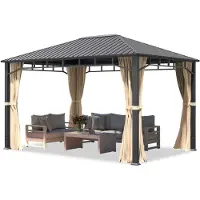 TOOLPORT Tuinpaviljoen Hardtop Sunset Superior, crème, 3x4 m