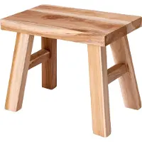 H&S Krukje - teak hout - 31 x 19 x 25 cm - opstapje - krukje hout - planten krukje - voetenbankje