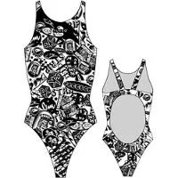 Turbo Stickers Pro Resist Swimsuit Wit,Zwart 4XL Vrouw