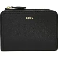 BOSS Portemonnee van generfd leer met metallic logoletters