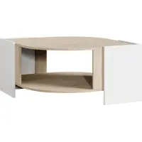 En.casa Salontafel 'Klipsari', woonkamertafel, 75 x 75 x 40 cm met opbergruimte, wit/travertin