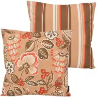NOVÉE Flower / stripe beige outdoor | 45 x 45 cm | kussenhoes | katoen