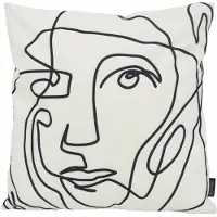 Gek op kussens! Sierkussen abstract face white outdoor | 45 x 45 cm | katoen/polyester