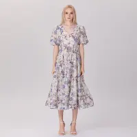 Smart & Joy Fit-and-flare thee-organza-jurk met bloemenprint