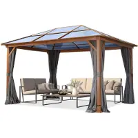 TOOLPORT Tuinpaviljoen Hardtop Forest Deluxe loft grey, 3x4 m, met eikenhoutlook