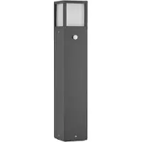 LUCANDE Dewari tuinpadverlichting, bewegingsmelder, E27, 65cm, IP54 Dewari, dimbaar, alu / grijs / zink, Aluminium, Modern
