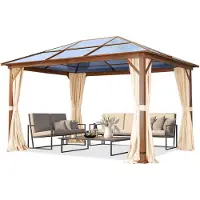 TOOLPORT Tuinpaviljoen Hardtop Forest Deluxe crème, 3x4 m, met eikenhoutlook