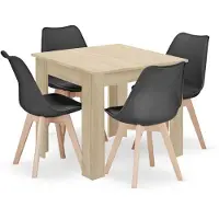 Leobert Set Repas - - Mark - Eikenhout/Eikenhout Sonoma/Zwart - 80 x 80 cm - 5-delig