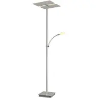 LUCANDE LED-uplighter vloerlamp Parthena, dimbaar, alu / grijs / zink, Woon-/ Eetkamer, metaal, Modern, LED vloerlamp