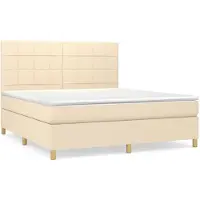 vidaXL Boxspring met matras stof crèmekleurig 160x200 cm