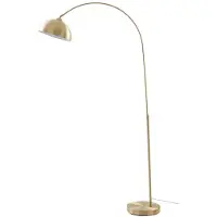 LINDBY Booglamp - vloerlamp Lennart, messing / goud, Woon-/ Eetkamer, metaal, Modern, booglamp