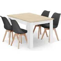 Leobert Eetset - - Mark - Eikenhout/Eikenhout Sonoma/Zwart - 120 x 80 cm - 5-delig