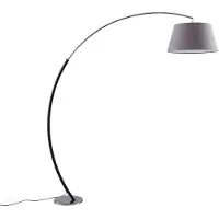 LUCANDE Booglamp - vloerlamp Evelyna, alu / grijs / zink, Slaapkamer, Textiel / Stof / Zijde, Modern, booglamp