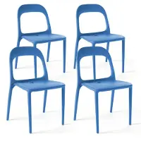 Oviala - Set van 4 blauwe plastic stoelen - Milan