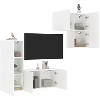 vidaXL 4-delige Tv-meubelset bewerkt hout wit