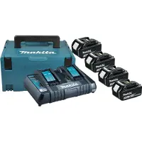 Makita Accessoires Power-Source-Kit 199480-6 - 2x Accu BL1860B 18V 6,0Ah met accu indicator + Oplader DC18RC - 199480-6