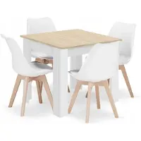 Leobert Set maaltijd - - Mark - Eikenhout/Eikenhout Sonoma/Wit - 80 x 80 cm - 5-delig