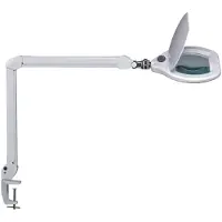 MAUL LED loeplamp MAULkristal, wit, klem, dimbaar MAULcrystal,, wit / opaal, Werkkamer / Kantoor, metaal, Modern, Klemlamp