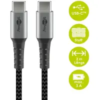 Goobay USB-C kabel | USB2.0 | PD 60W | nylon | 2 meter