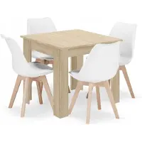 Leobert Set maaltijd - - Mark - Eikenhout/Eikenhout Sonoma/Wit - 80 x 80 cm - 5-delig