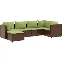 vidaXL 6-delige Loungeset met kussens poly rattan bruin