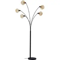 LINDBY Vloerlamp Lielle, hout licht, Woon-/ Eetkamer, Bamboe, Landelijk, vloerlamp hout