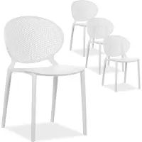 Homestyle4u Tuinstoelen - Set van 4 - Balkonstoel - Stapelstoelen - Wit
